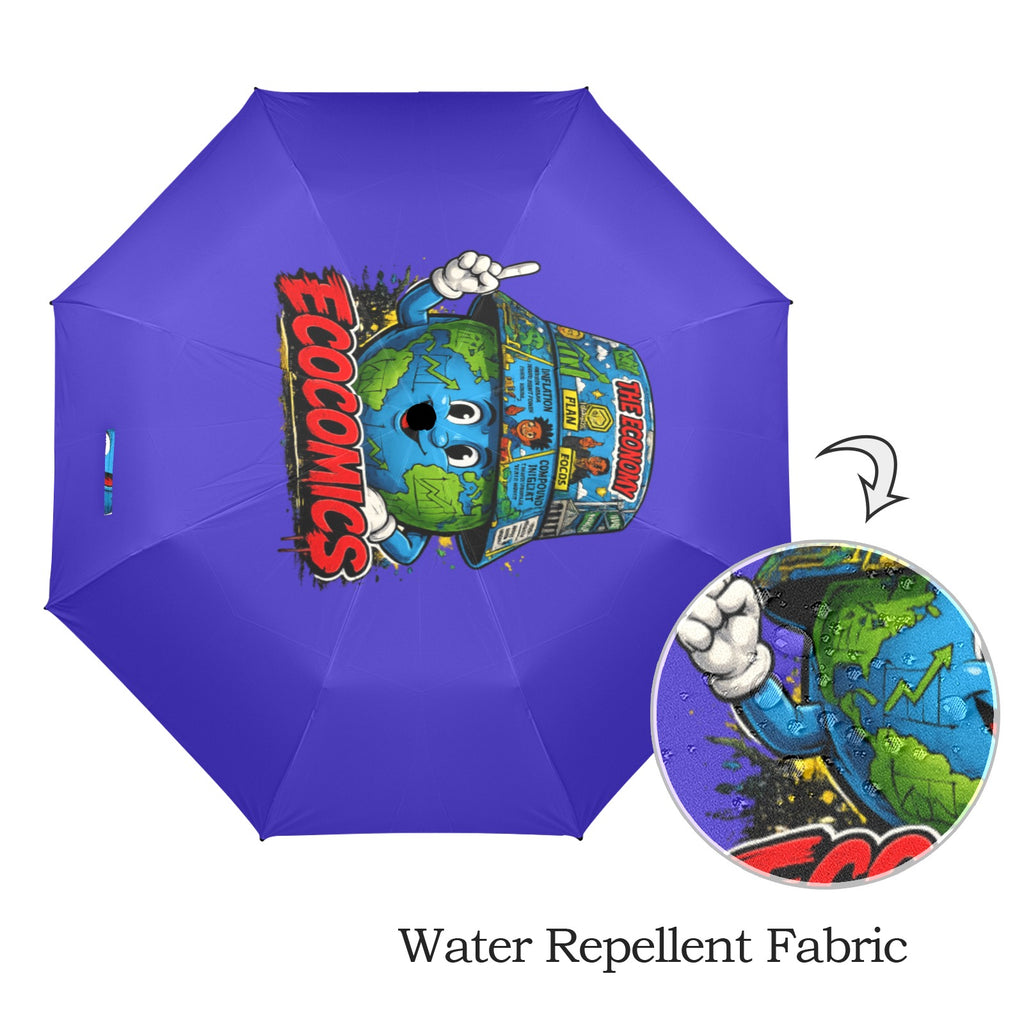 Ecocomics Blue Unbrella Semi-Automatic Foldable Umbrella