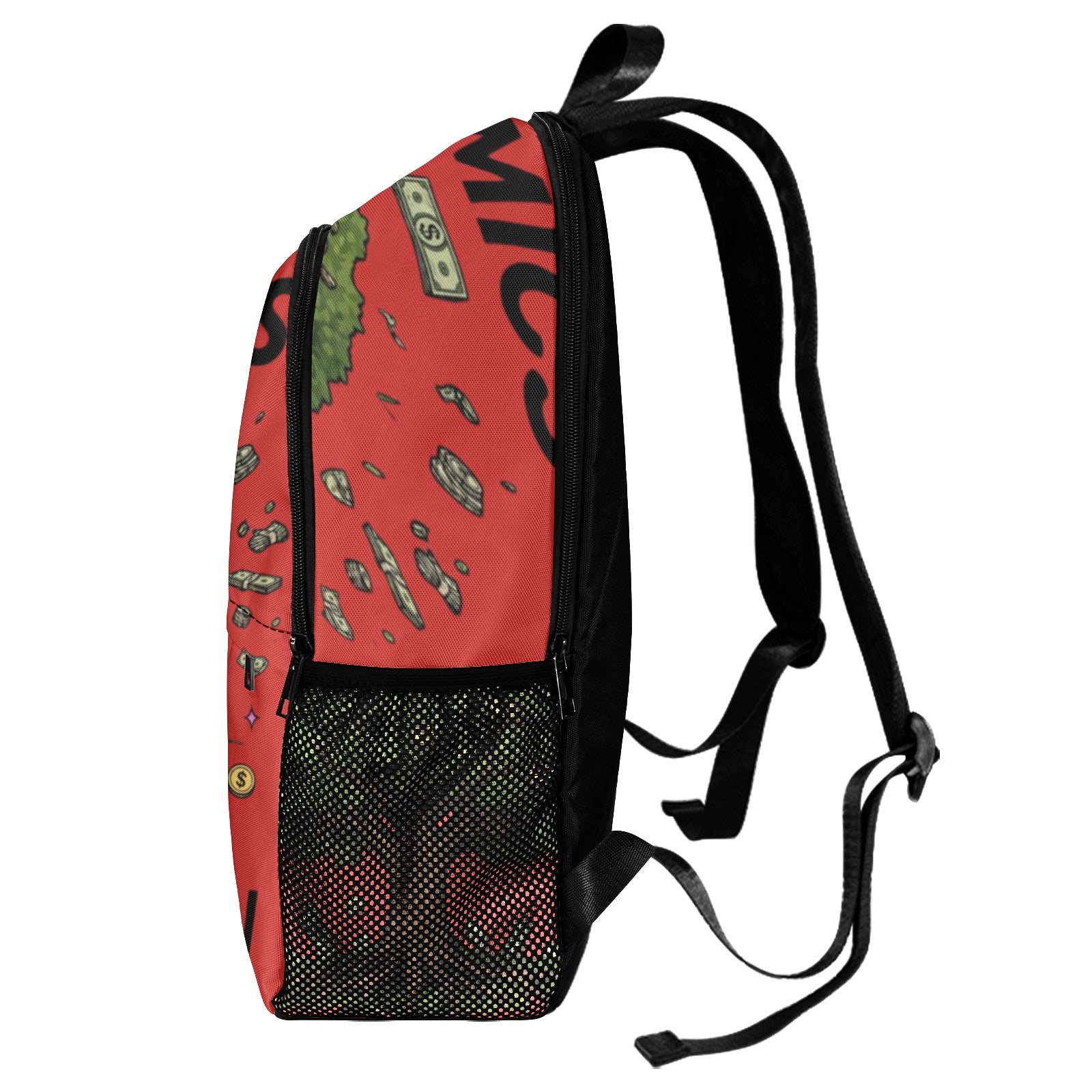 Ecocomics Red Backpack Fabric Backpack with Side Mesh Pockets