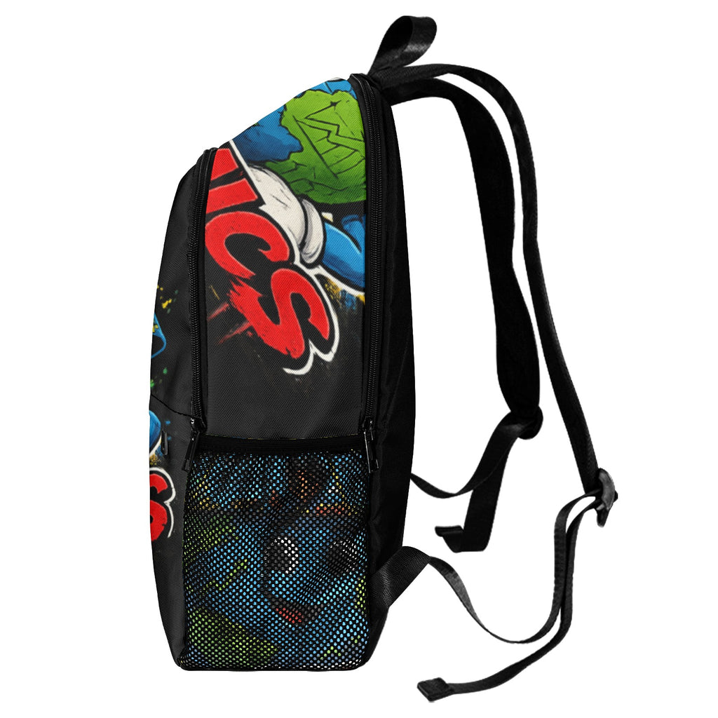 Back To School Fabric Backpack with Side Mesh Pockets