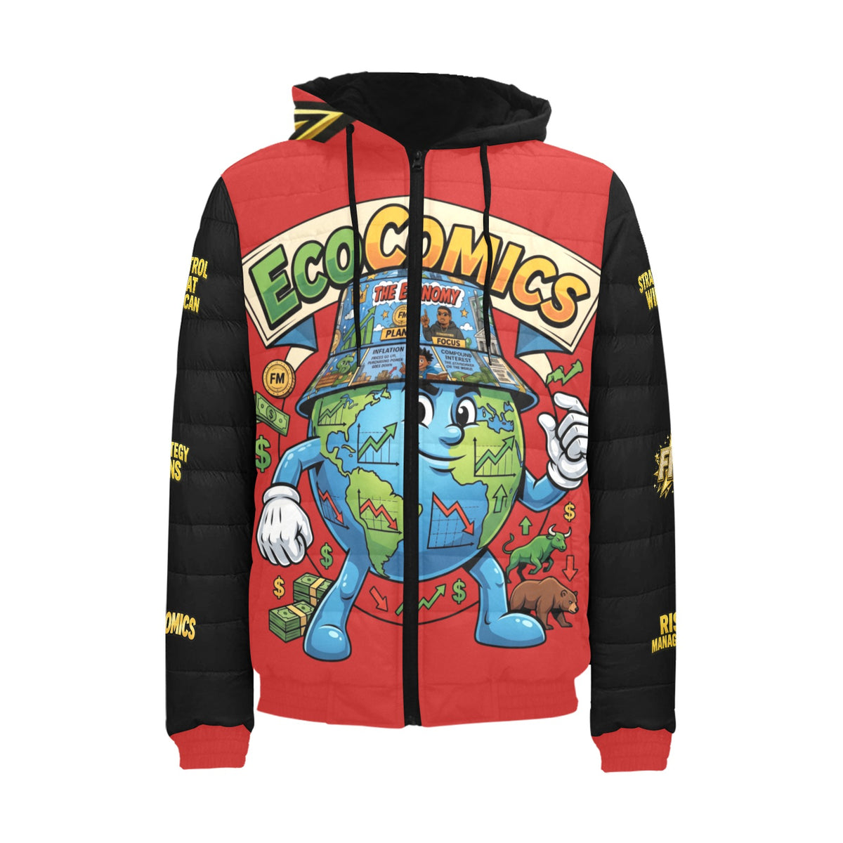 Ecocomic Bubble Jacket red and black Hooded Jacket