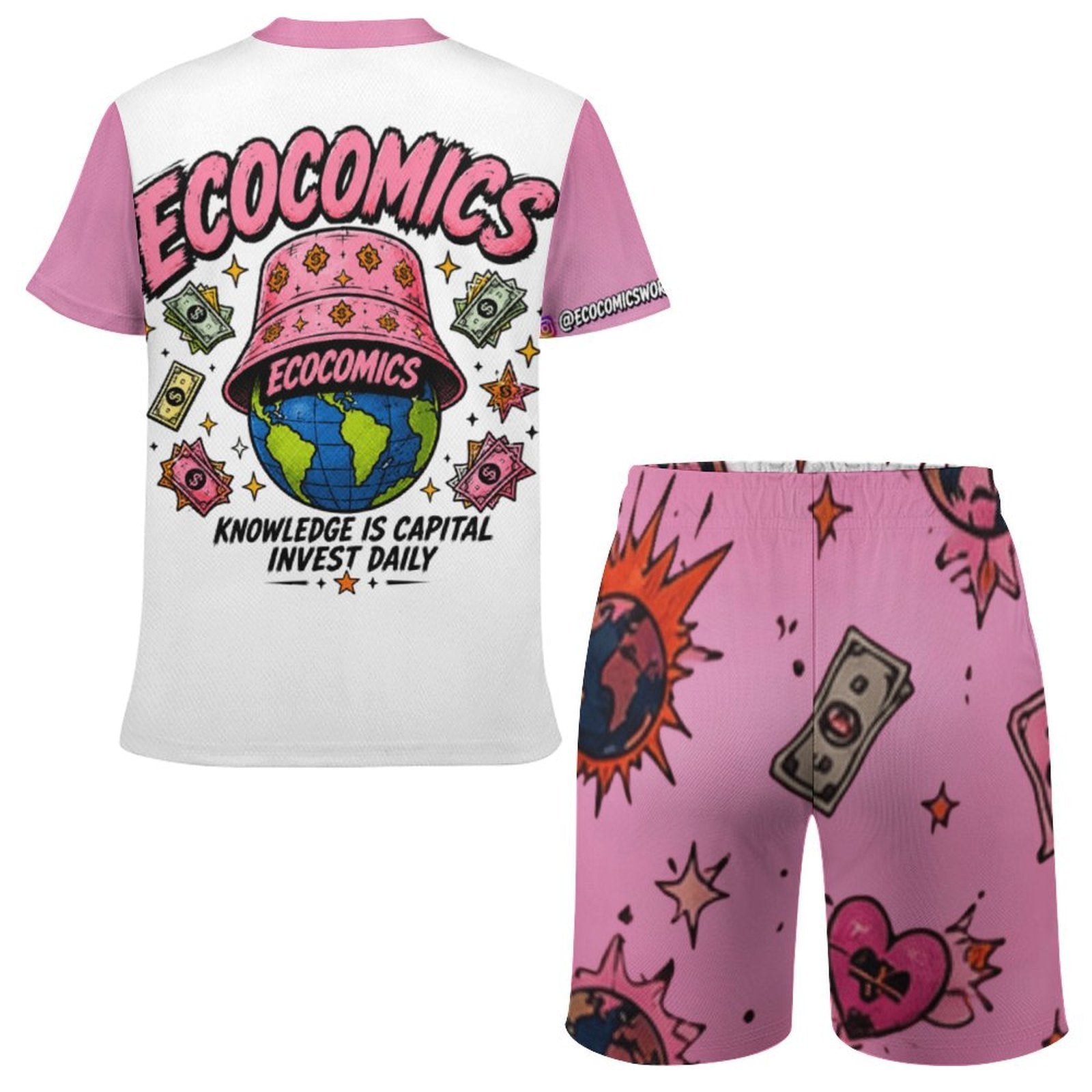 Ecocomics Mind Over Money Teen T-shirt Set White\Pink