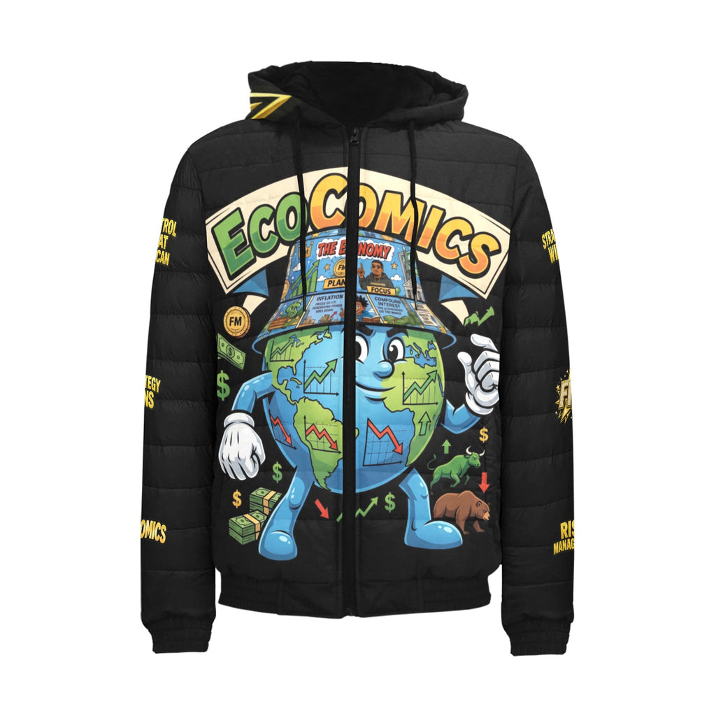 Ecocomic Bubble Jacket All Black Hooded Jacket
