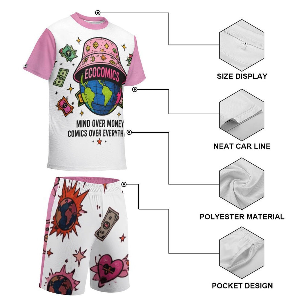 Ecocomics Mind Over Money Teen T-shirt Set White\Pink