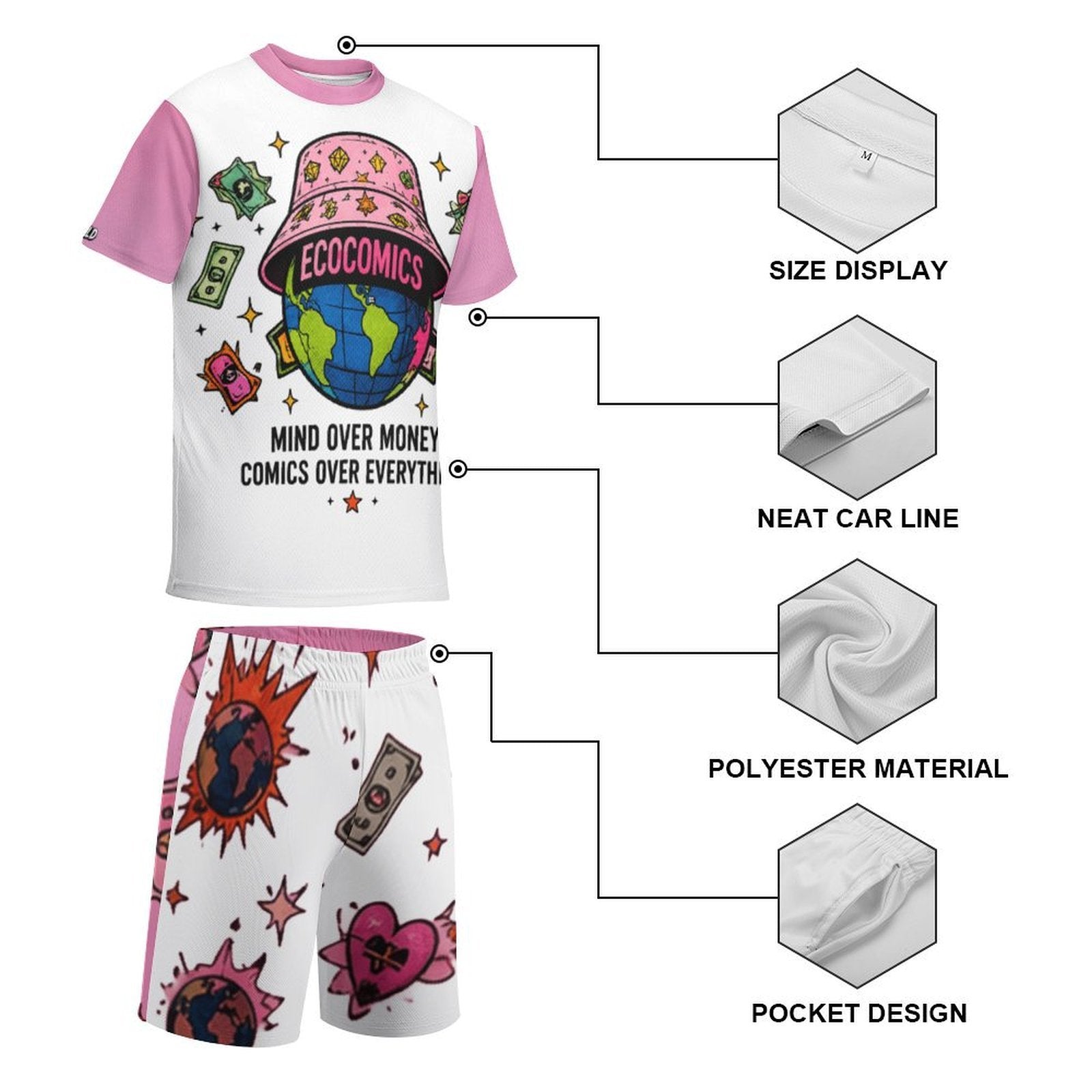 Ecocomics Mind Over Money Teen T-shirt Set White\Pink