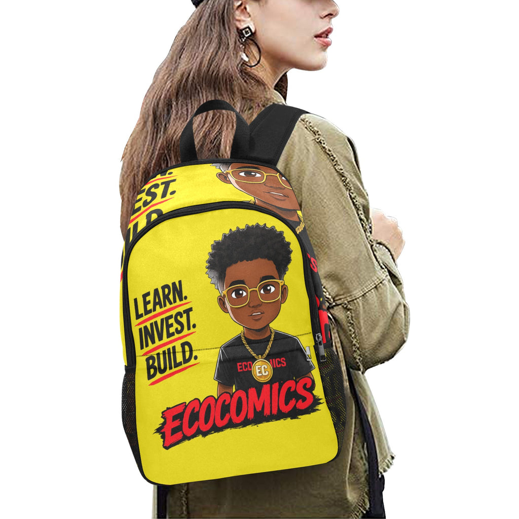 Ecocomics Yellow Backpack Fabric Backpack with Side Mesh Pockets