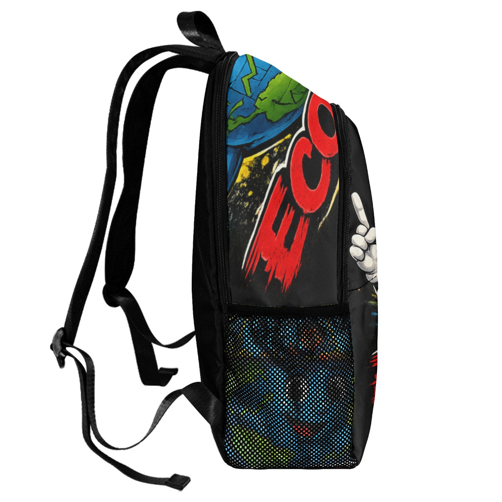 Back To School Fabric Backpack with Side Mesh Pockets