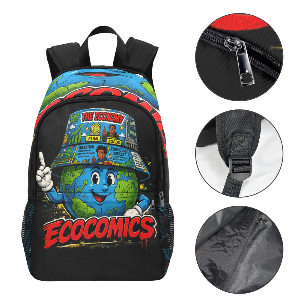 Back To School Fabric Backpack with Side Mesh Pockets