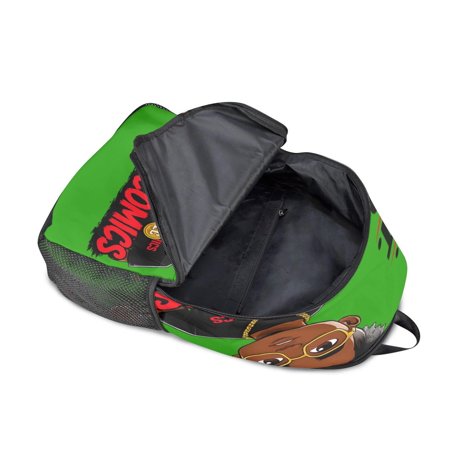 Ecocomics Green Backpack Fabric Backpack with Side Mesh Pockets