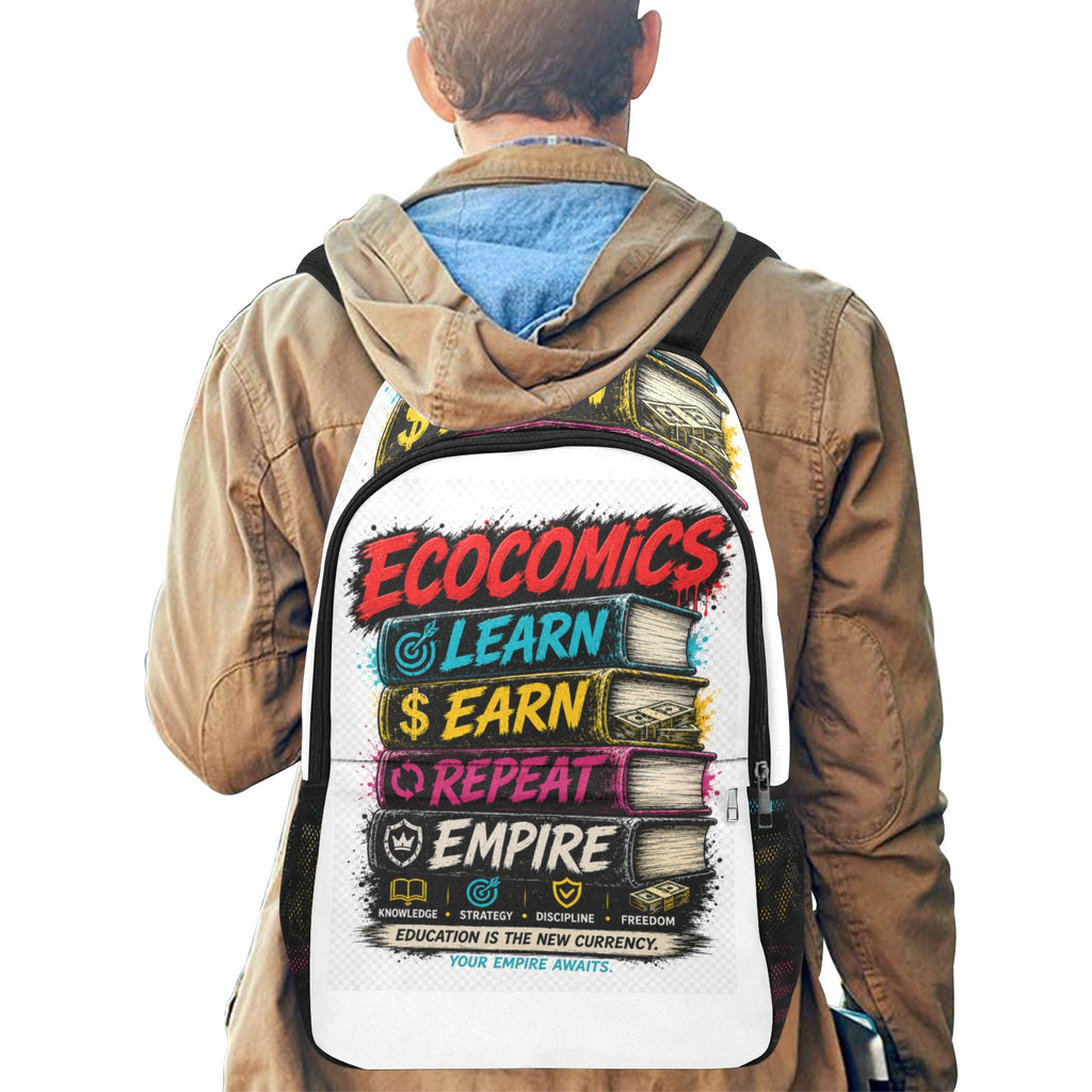 Back To School Fabric Backpack with Side Mesh Pockets