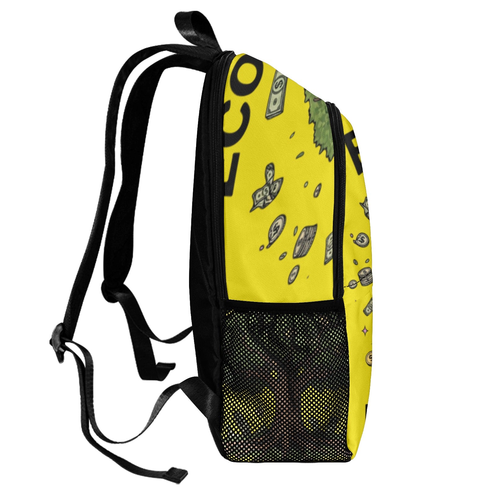 Ecocomics Yellow BackPack Fabric Backpack with Side Mesh Pockets