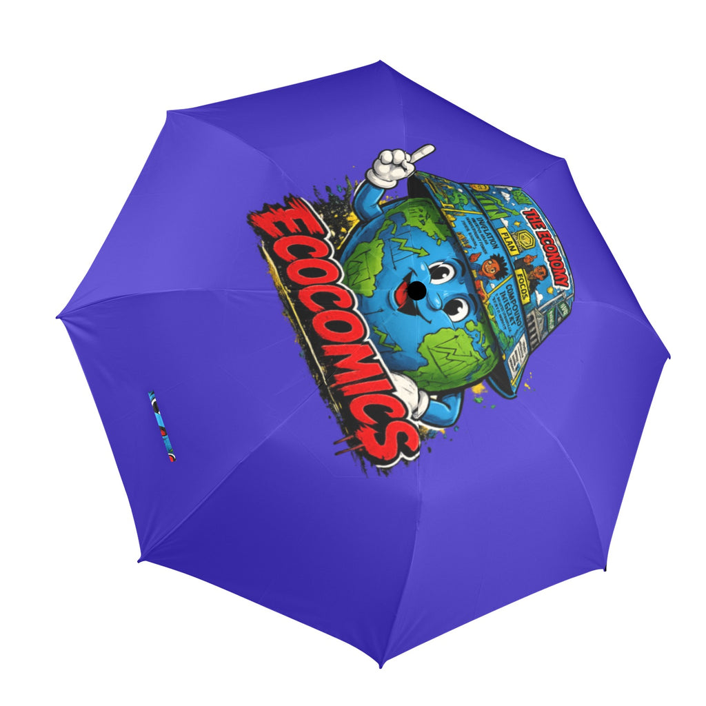 Ecocomics Blue Unbrella Semi-Automatic Foldable Umbrella