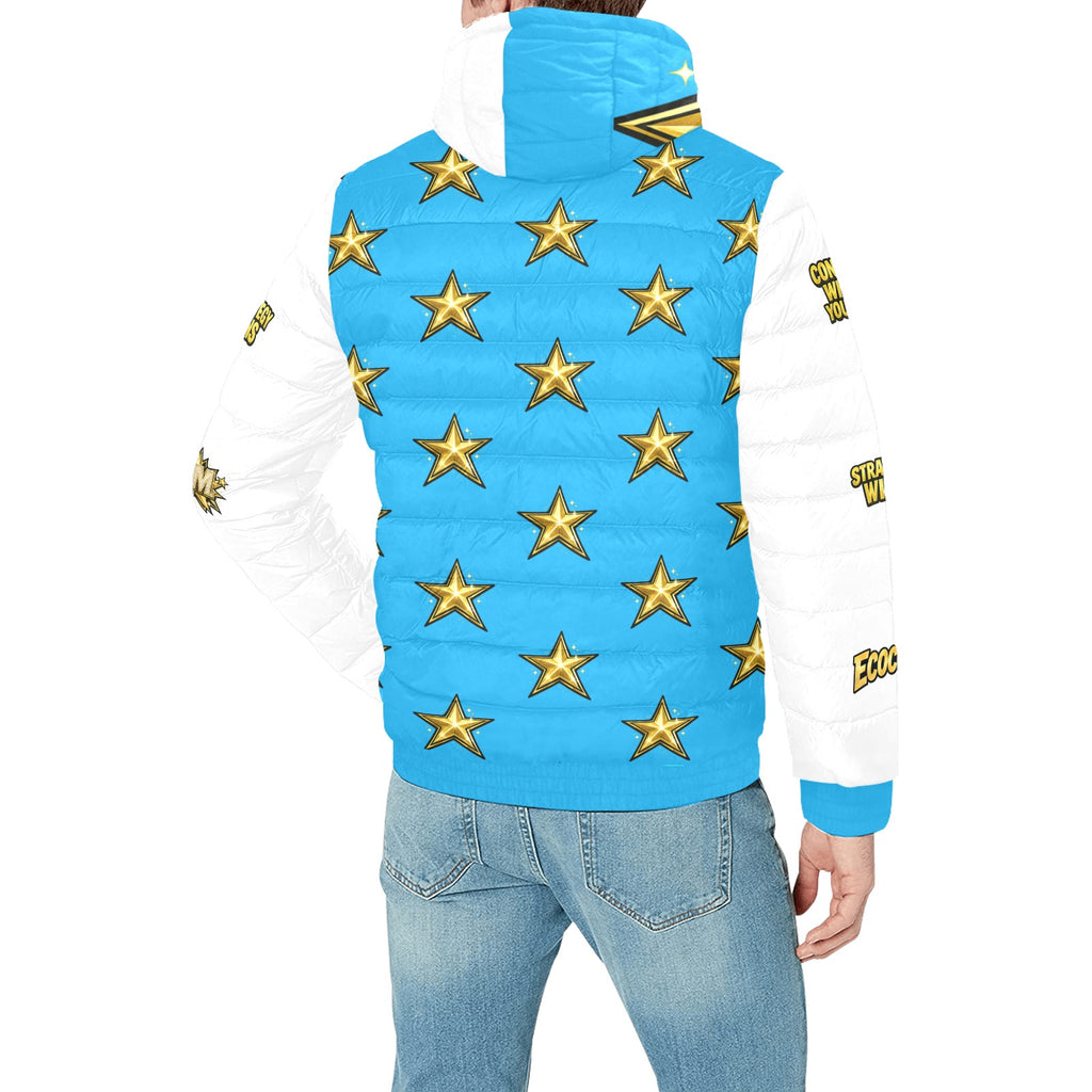 Ecocomic Bubble Jacket Blue & White Hooded Jacket