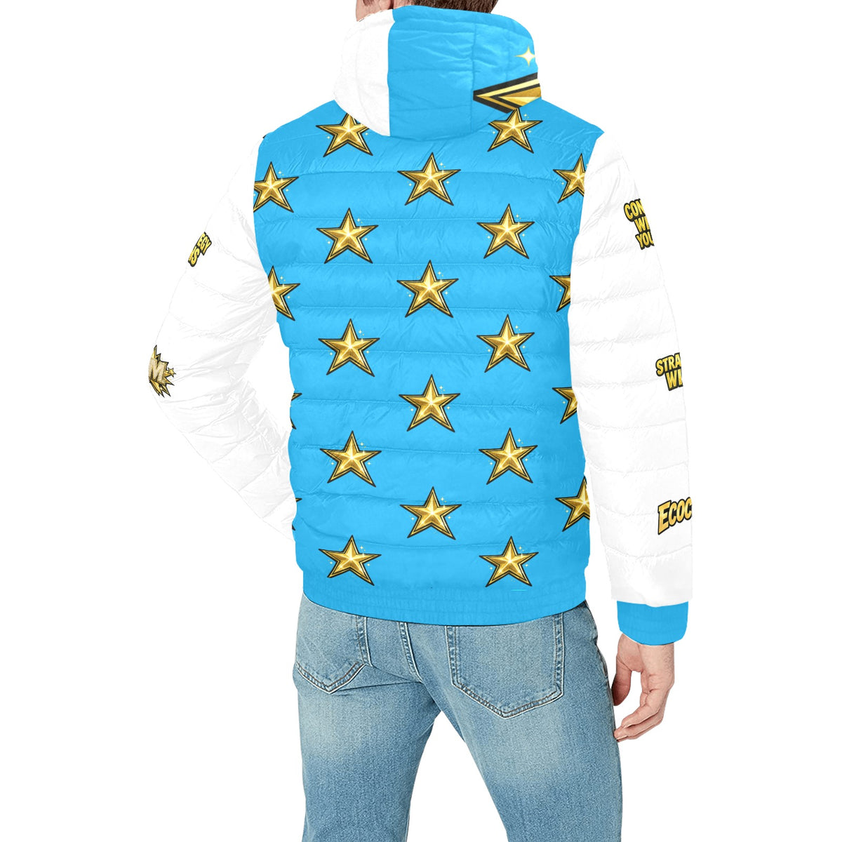 Ecocomic Bubble Jacket Blue & White Hooded Jacket