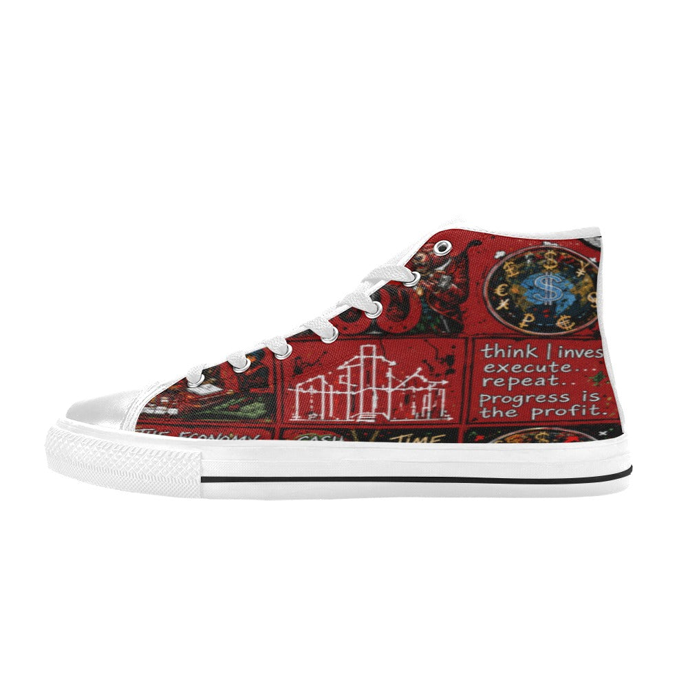 Ecocomic red sneakes Kids' High Top Canvas Shoes-4 Sides