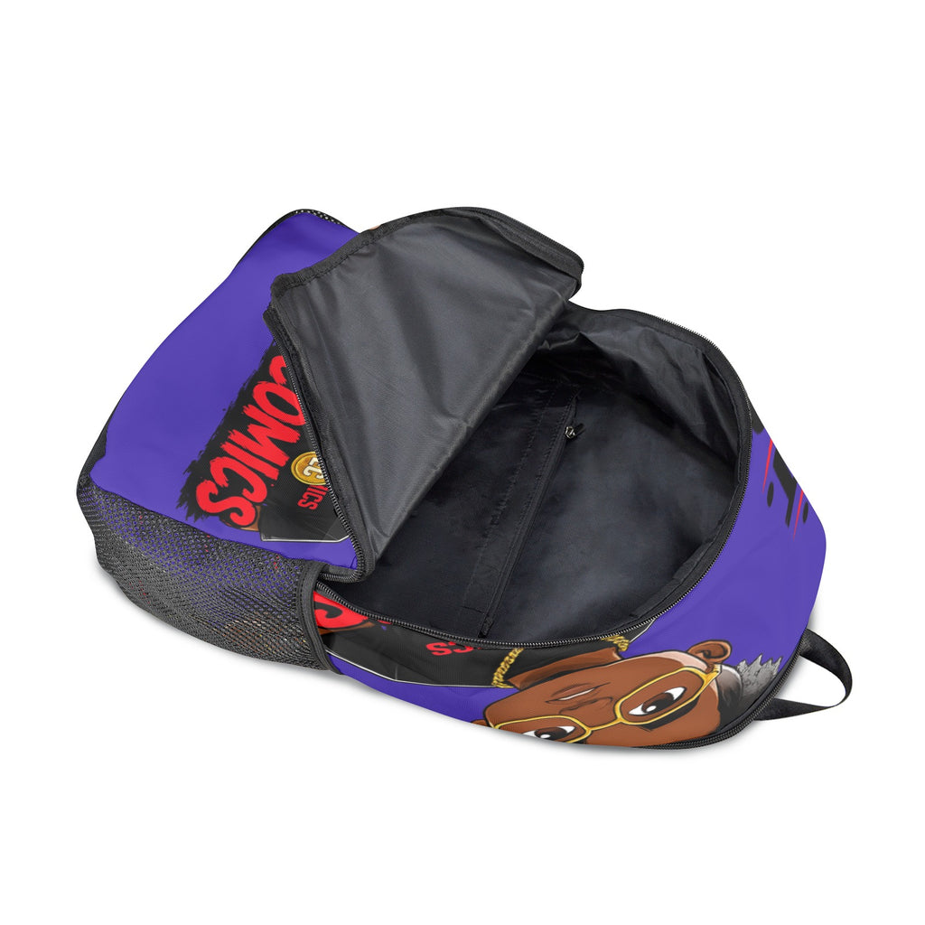 Blue Backpack Fabric Backpack with Side Mesh Pockets