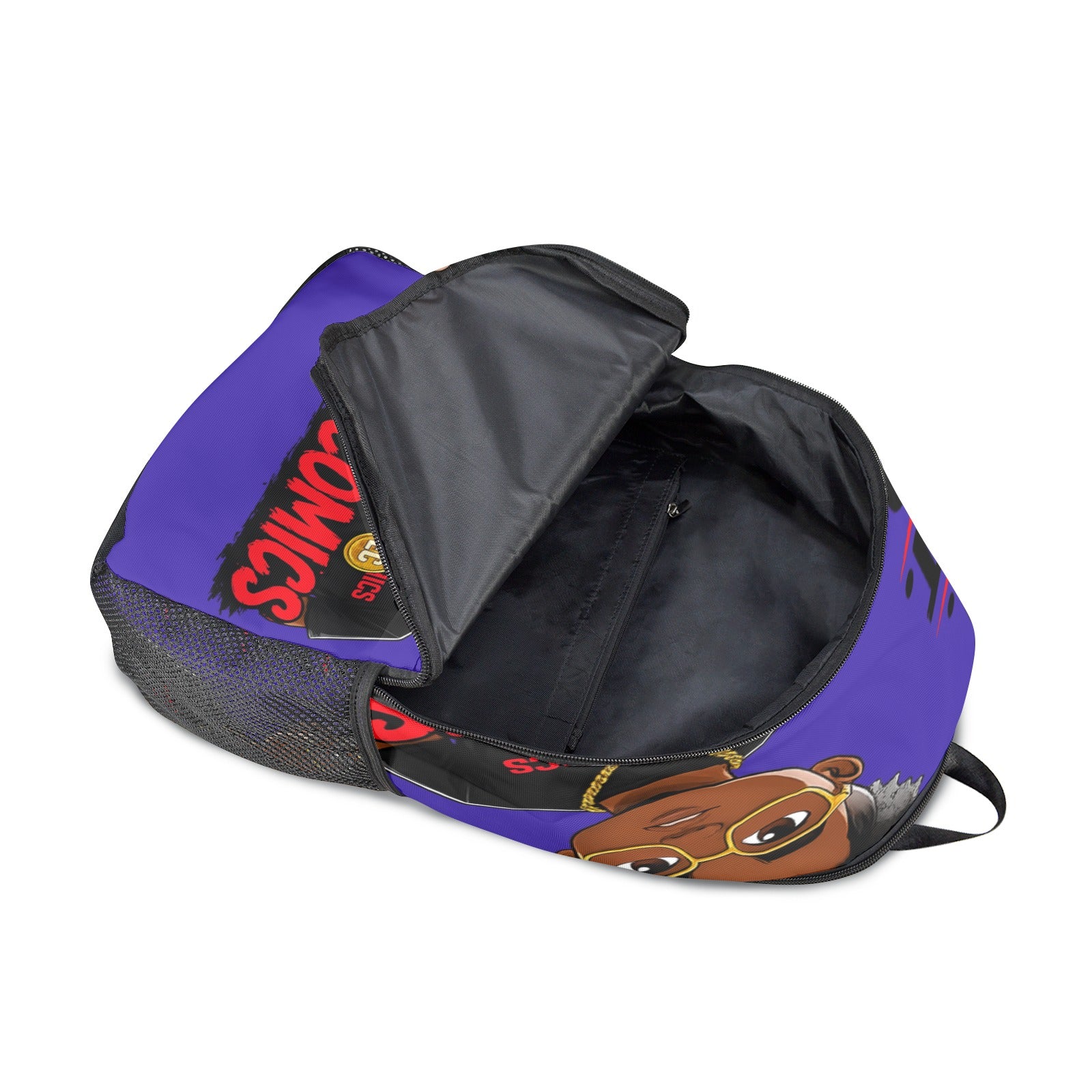 Blue Backpack Fabric Backpack with Side Mesh Pockets
