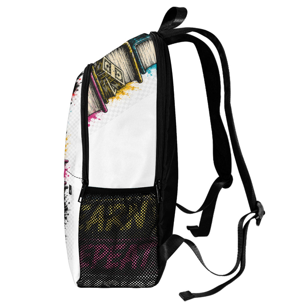 Back To School Fabric Backpack with Side Mesh Pockets