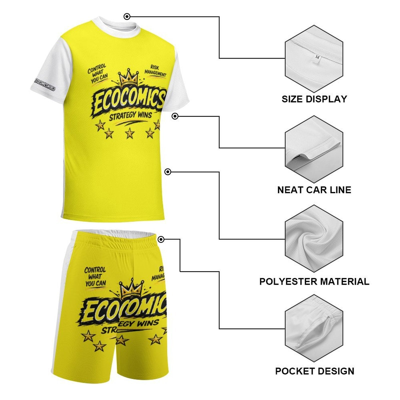 Ecocomics Strategy Wins T-shirt Set White/yellow