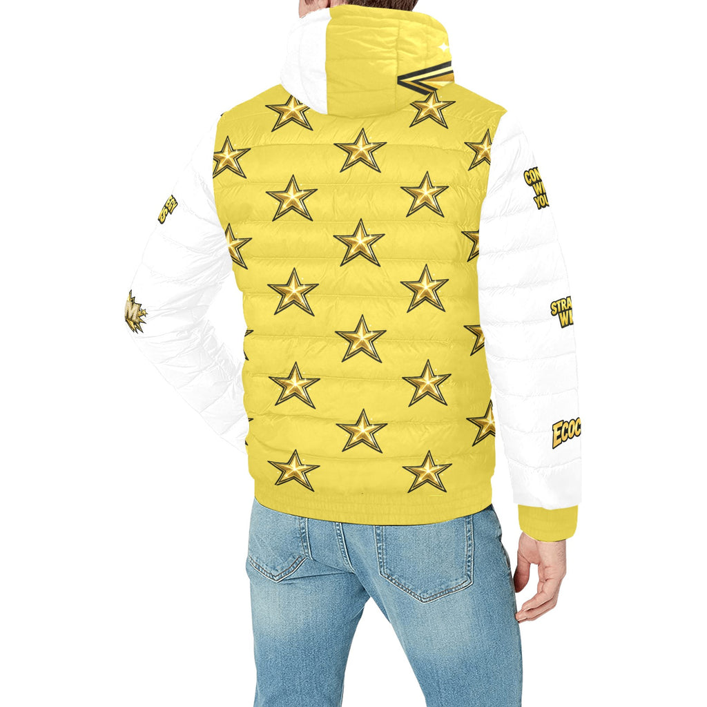 Ecocomic Bubble Jacket Yellow and White Hooded Jacket