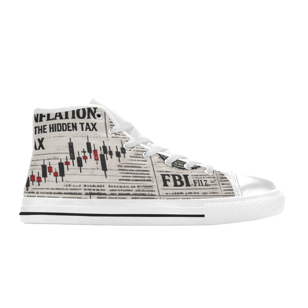 News Paper Sneakers Kids' High Top Canvas Shoes-4 Sides