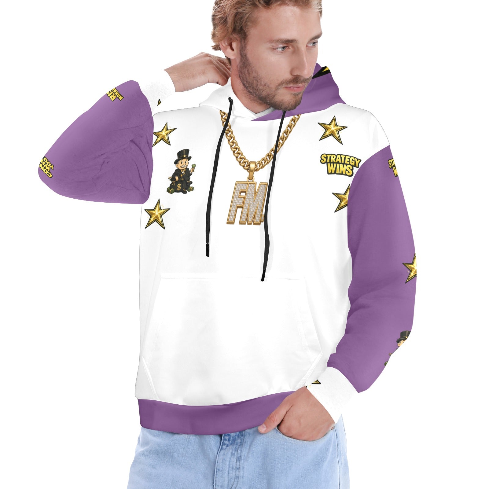 Ecocomics Hoodie White and Purple Men's Hoodie