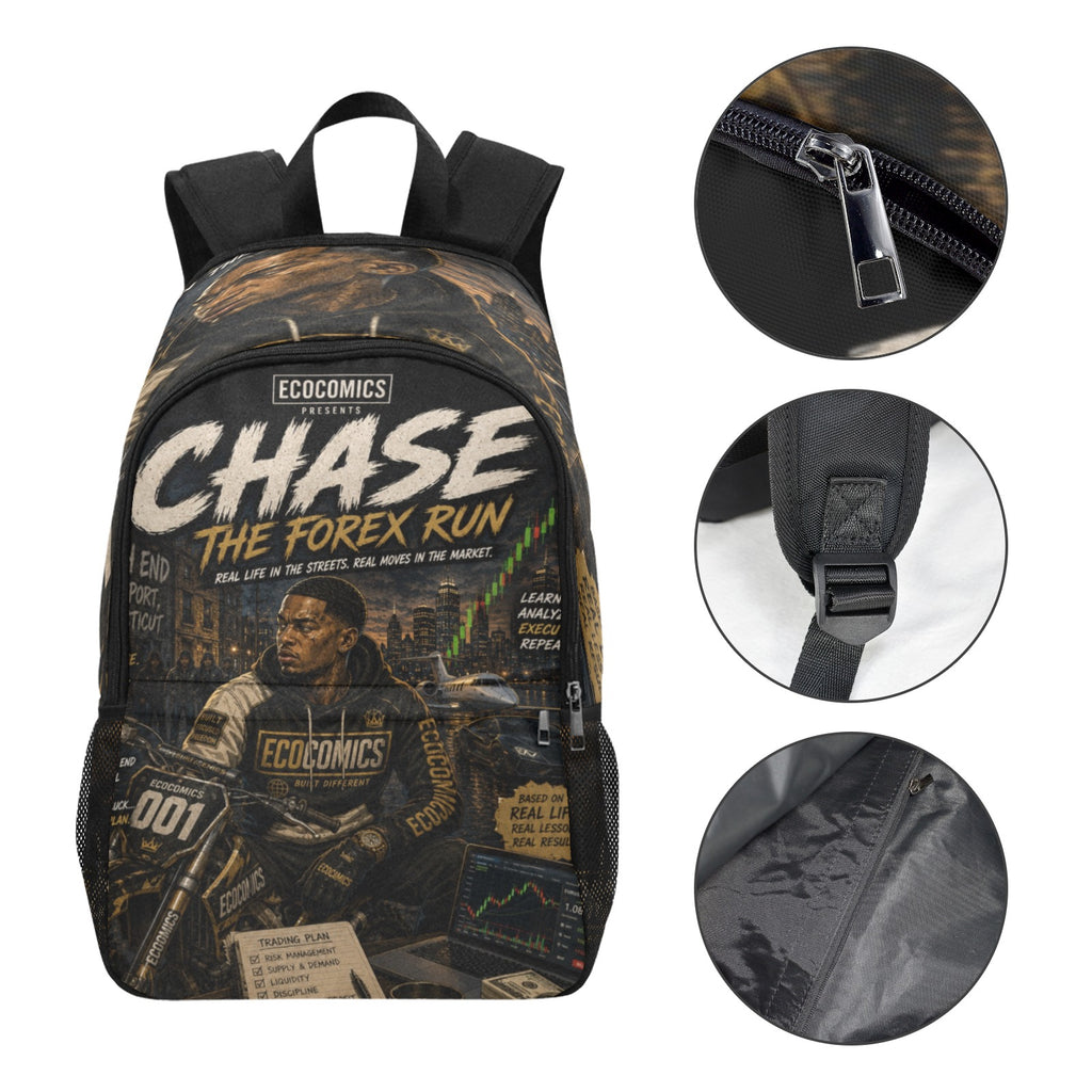 CHASE_The_Forex_Run_EcoComics Fabric Backpack with Side Mesh Pockets