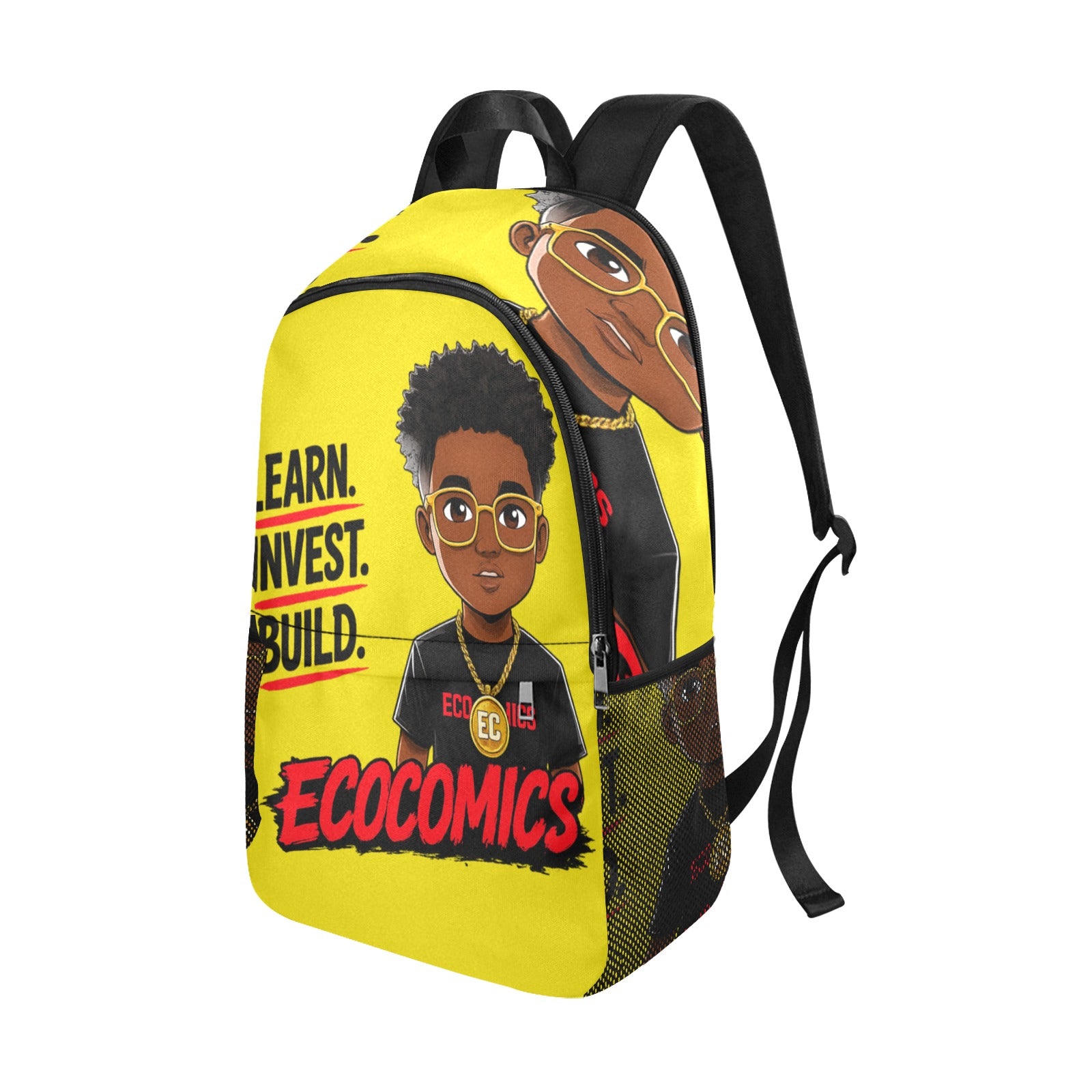 Ecocomics Yellow Backpack Fabric Backpack with Side Mesh Pockets