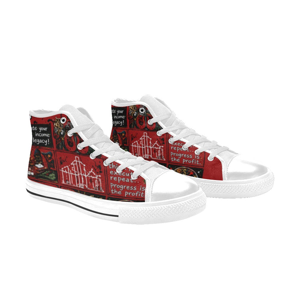 Ecocomic red sneakes Kids' High Top Canvas Shoes-4 Sides