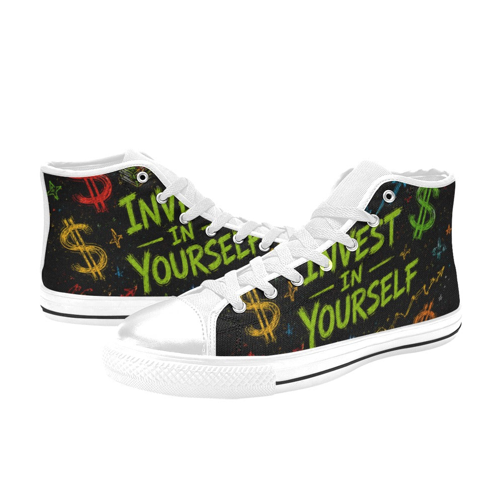 Invest in yourself Kids' High Top Canvas Shoes-4 Sides