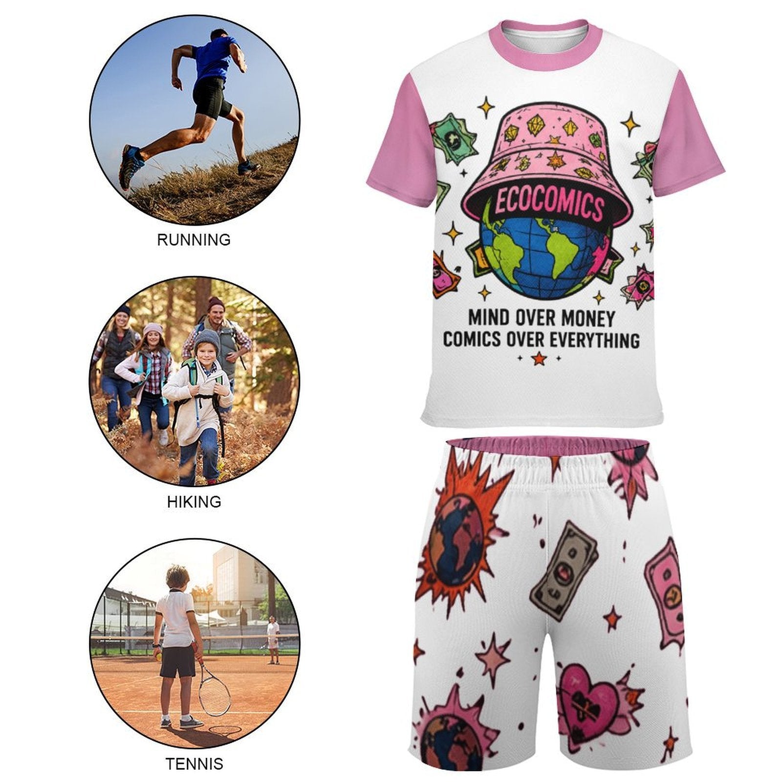 Ecocomics Mind Over Money Teen T-shirt Set White\Pink