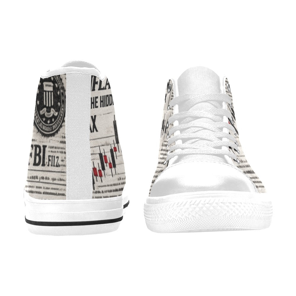News Paper Sneakers Kids' High Top Canvas Shoes-4 Sides