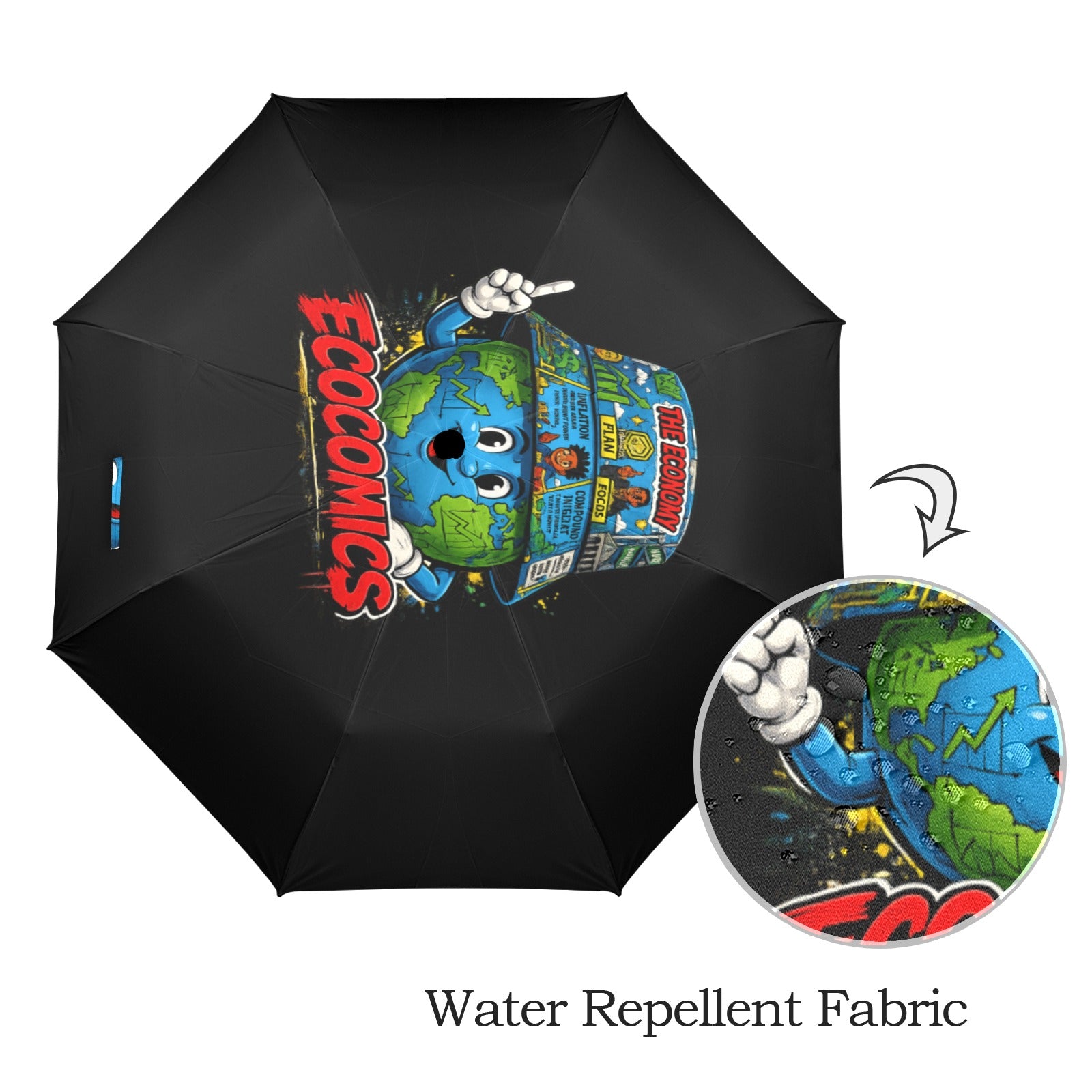 Ecocomics Unbrella Black Semi-Automatic Foldable Umbrella
