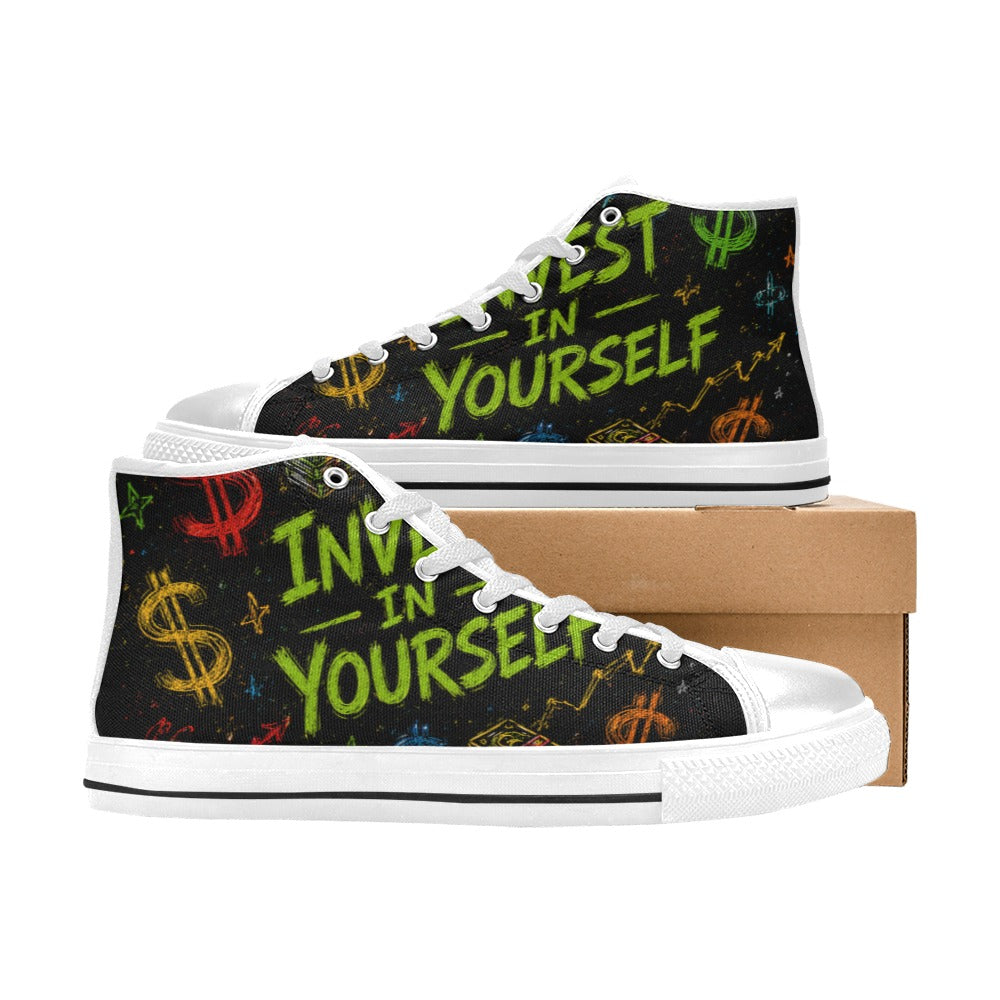 Invest in yourself Kids' High Top Canvas Shoes-4 Sides