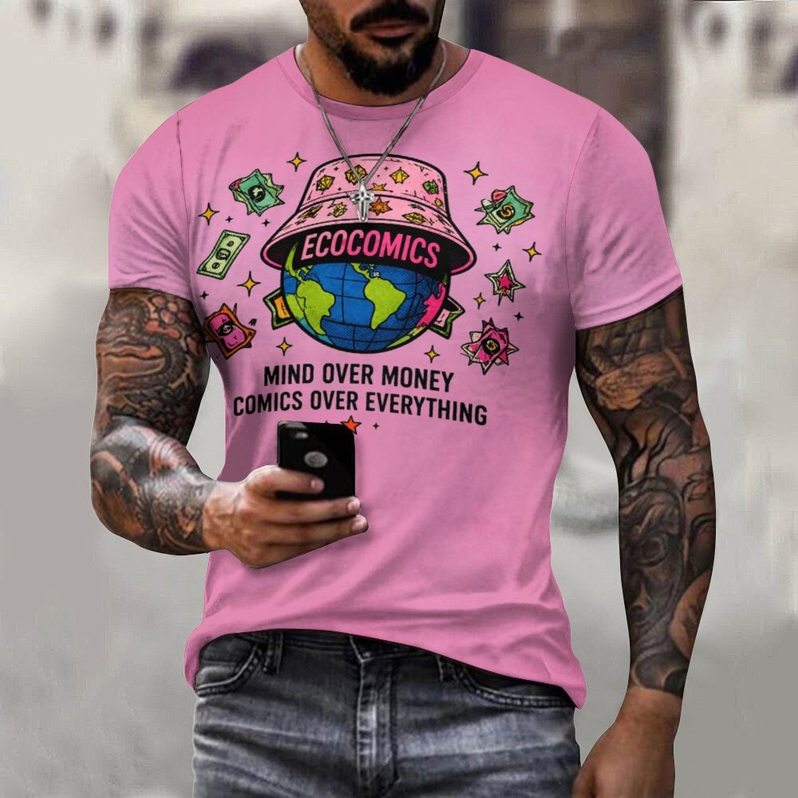 Ecocomics Mind Over Money Cotton T-Shirt Pink