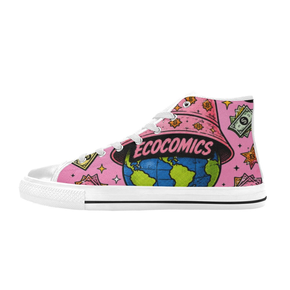 Ecocomics High Top Canvas Pink Shoes for Kids