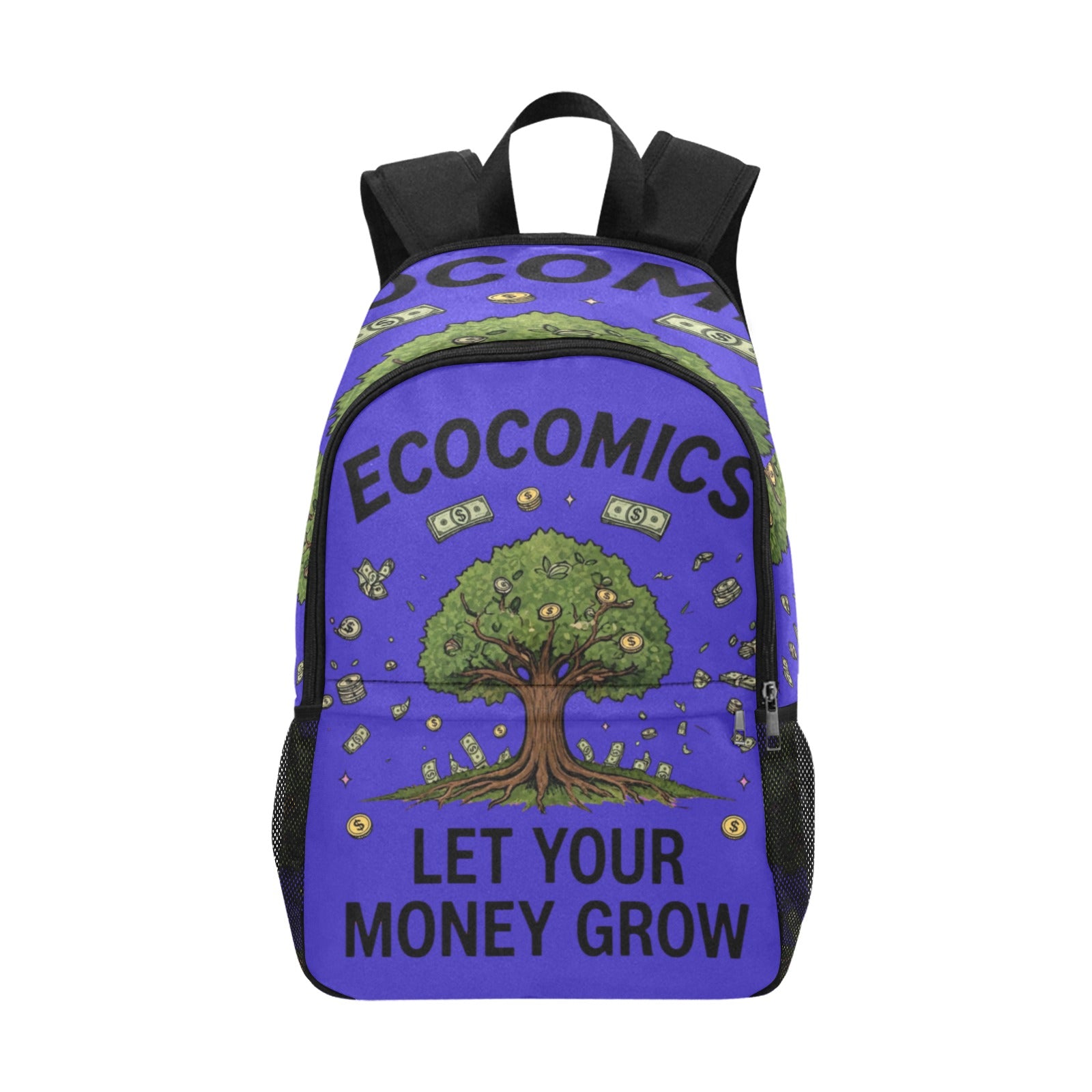 Ecocomics Blue Backpack Fabric Backpack with Side Mesh Pockets