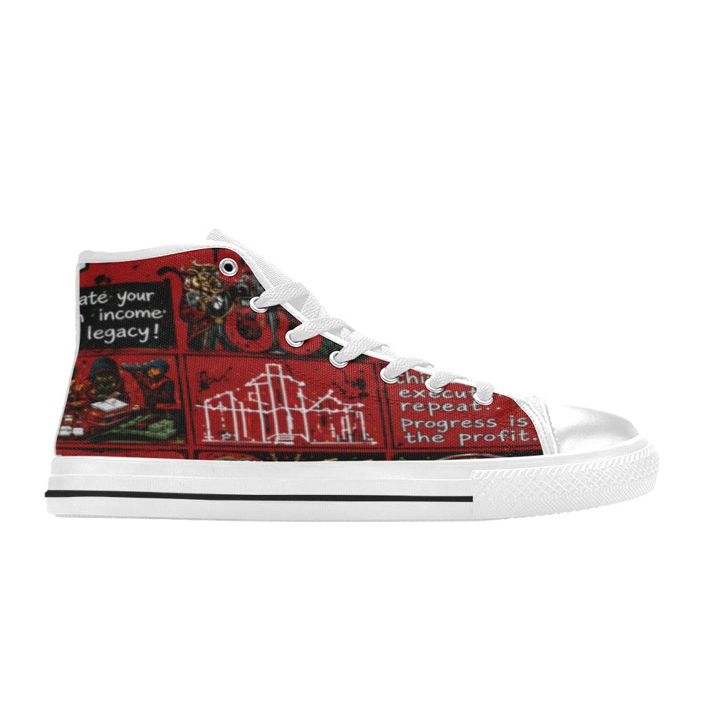 Ecocomic red sneakes Kids' High Top Canvas Shoes-4 Sides