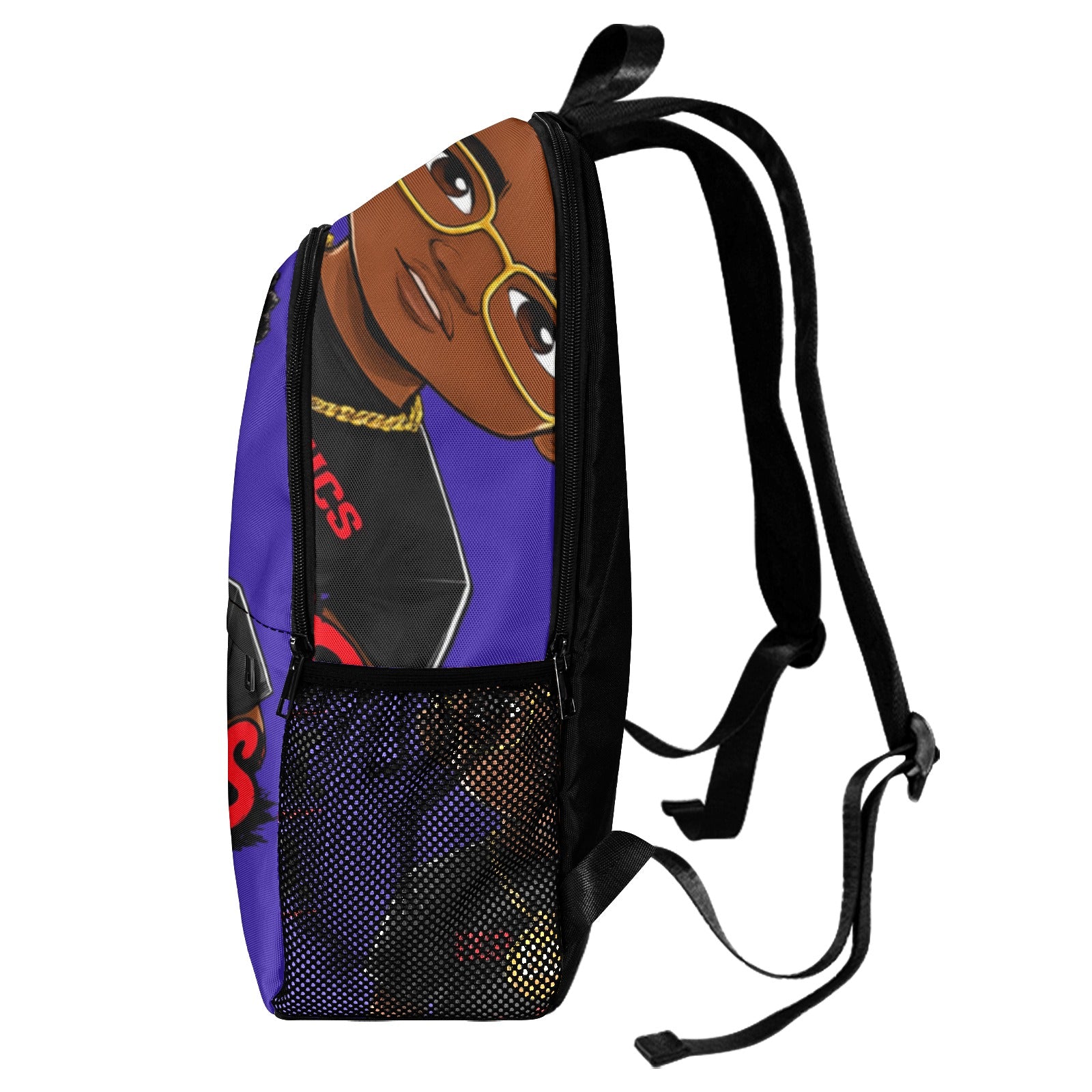 Blue Backpack Fabric Backpack with Side Mesh Pockets