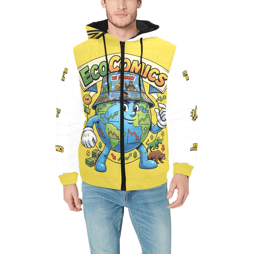 Ecocomic Bubble Jacket Yellow and White Hooded Jacket