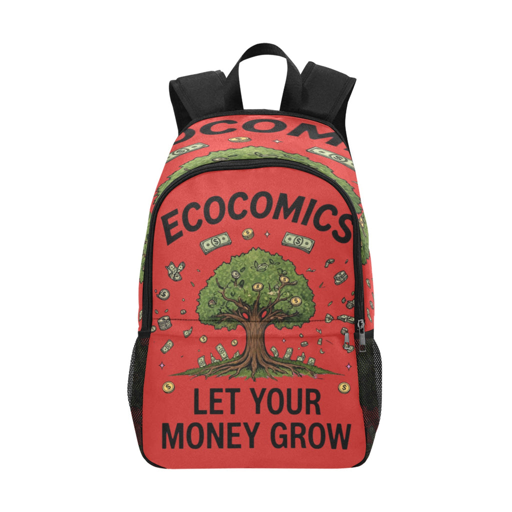 Ecocomics Red Backpack Fabric Backpack with Side Mesh Pockets