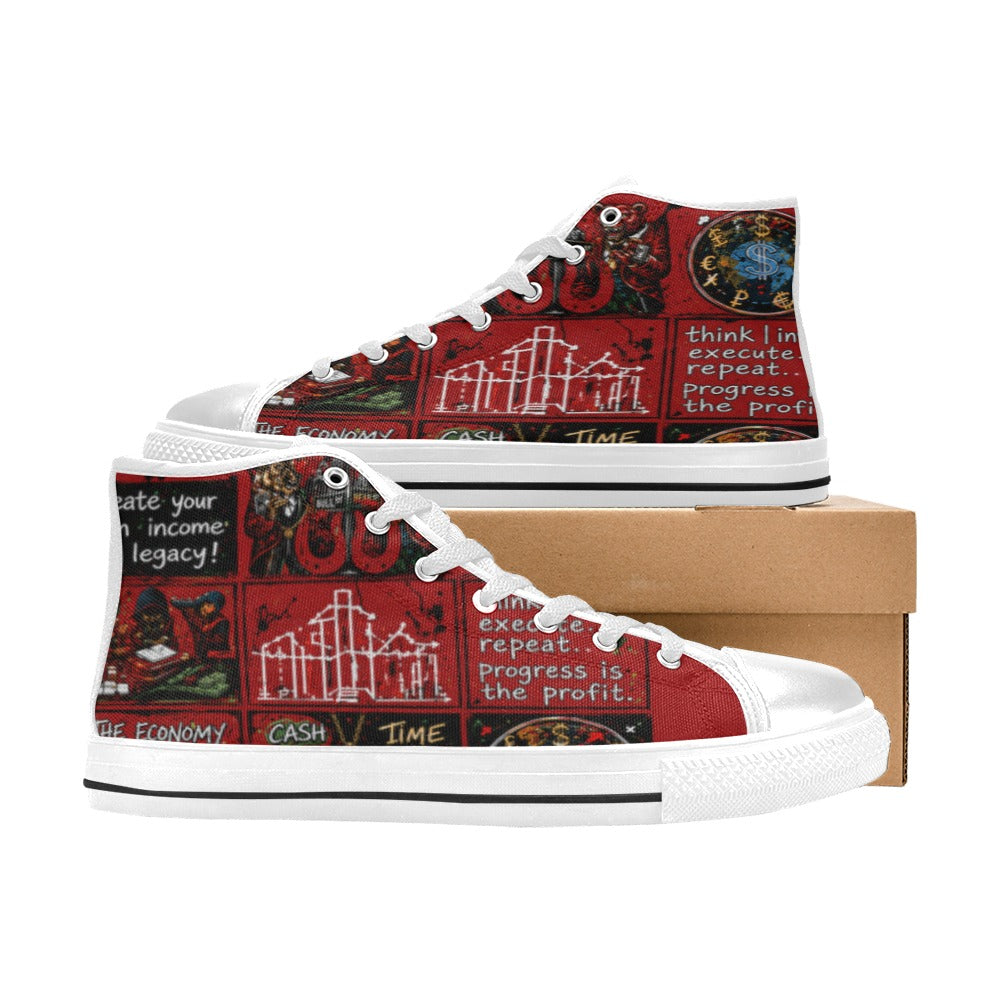 Ecocomic red sneakes Kids' High Top Canvas Shoes-4 Sides