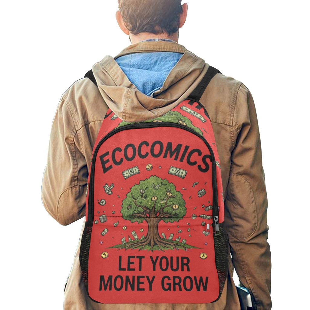 Ecocomics Red Backpack Fabric Backpack with Side Mesh Pockets