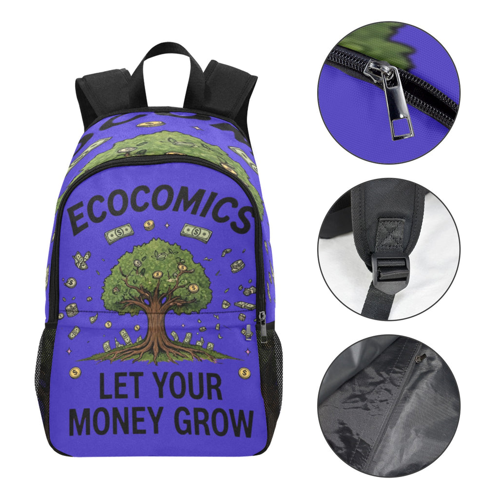 Ecocomics Blue Backpack Fabric Backpack with Side Mesh Pockets