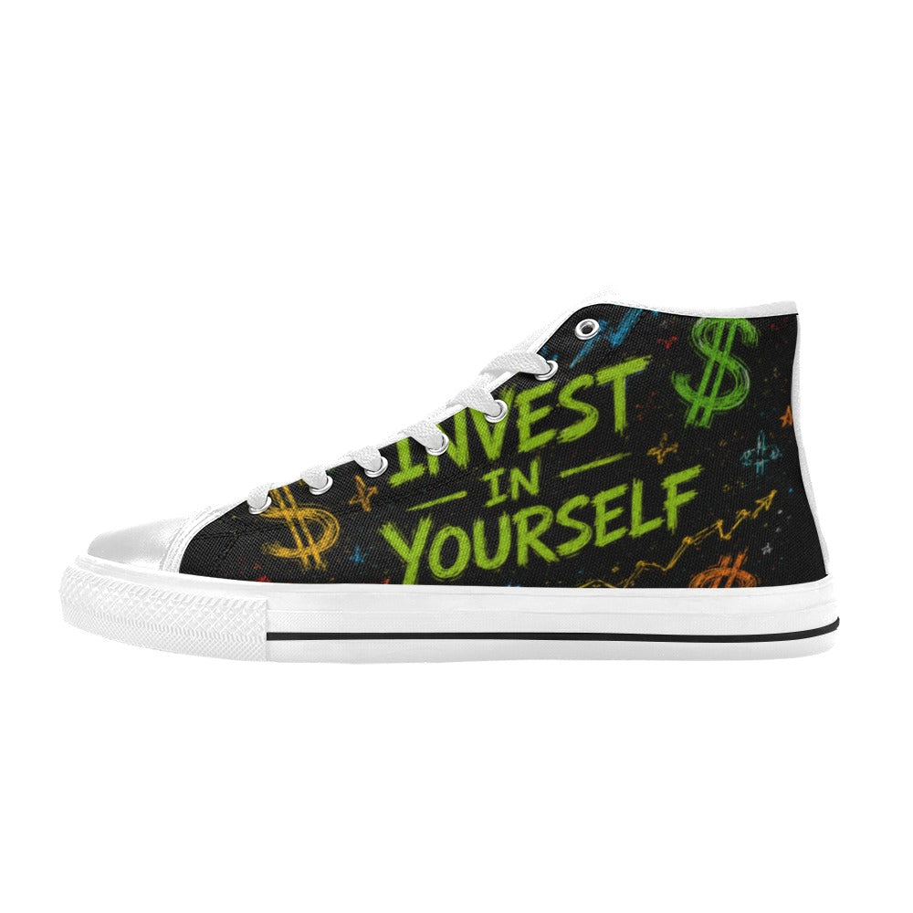Invest in yourself Kids' High Top Canvas Shoes-4 Sides