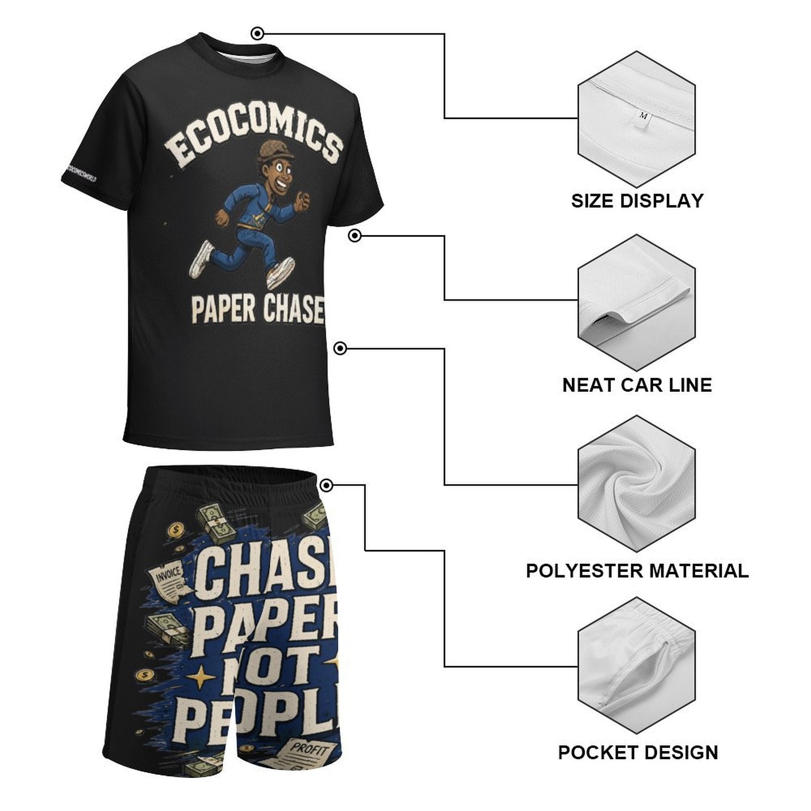 Ecocomics Paper Chaser Black Teen T-shirt Set