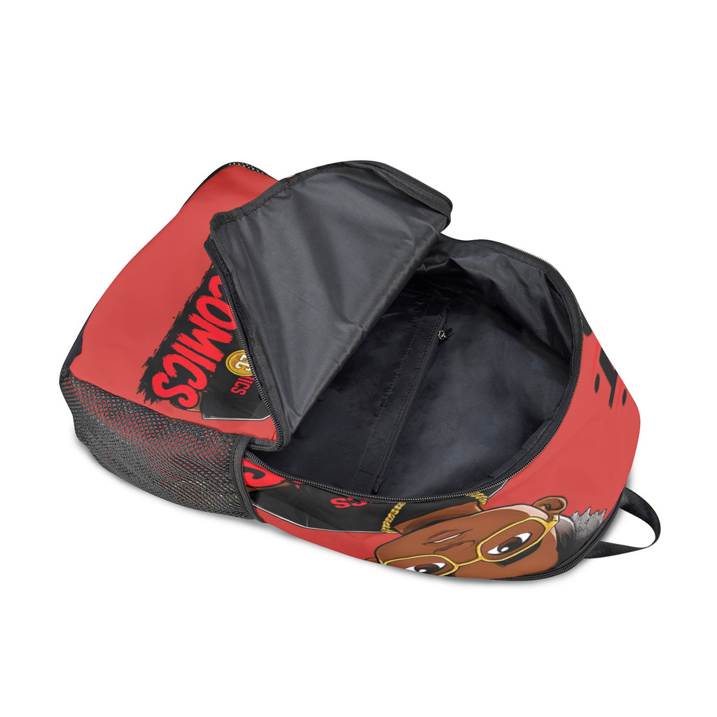 Ecocomics Red Backpack Fabric Backpack with Side Mesh Pockets