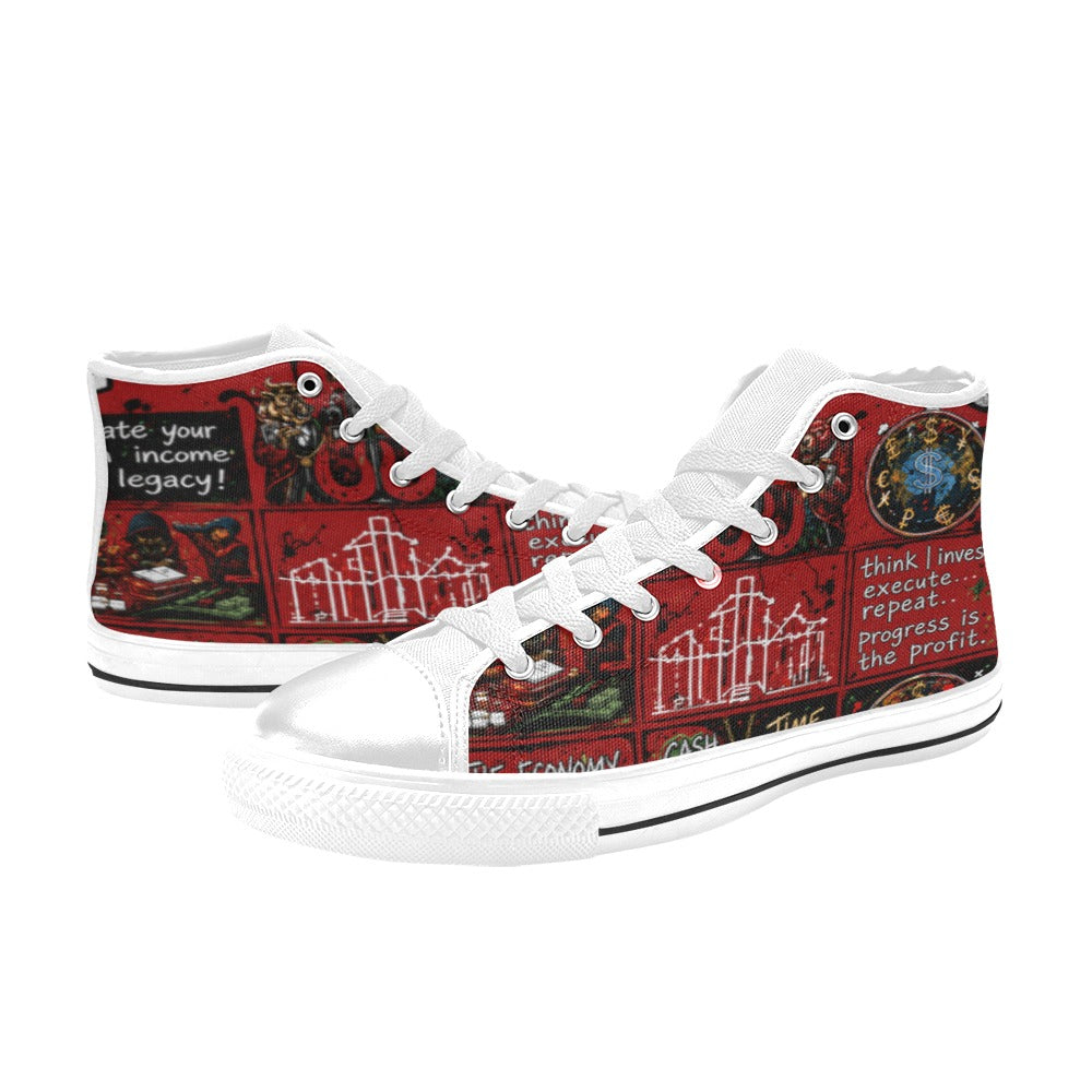 Ecocomic red sneakes Kids' High Top Canvas Shoes-4 Sides