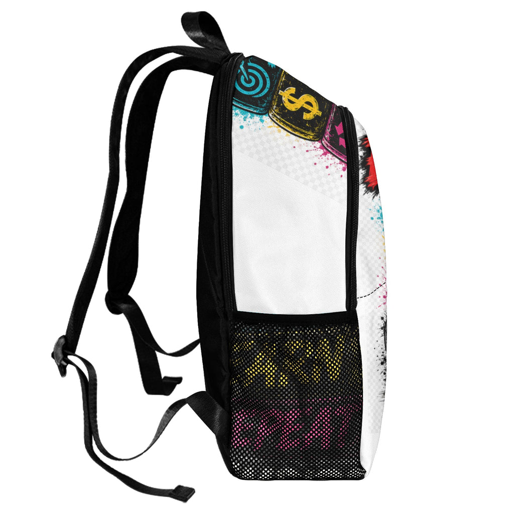 Back To School Fabric Backpack with Side Mesh Pockets