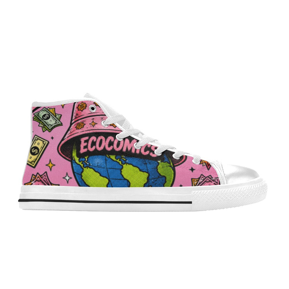 Ecocomics High Top Canvas Pink Shoes for Kids