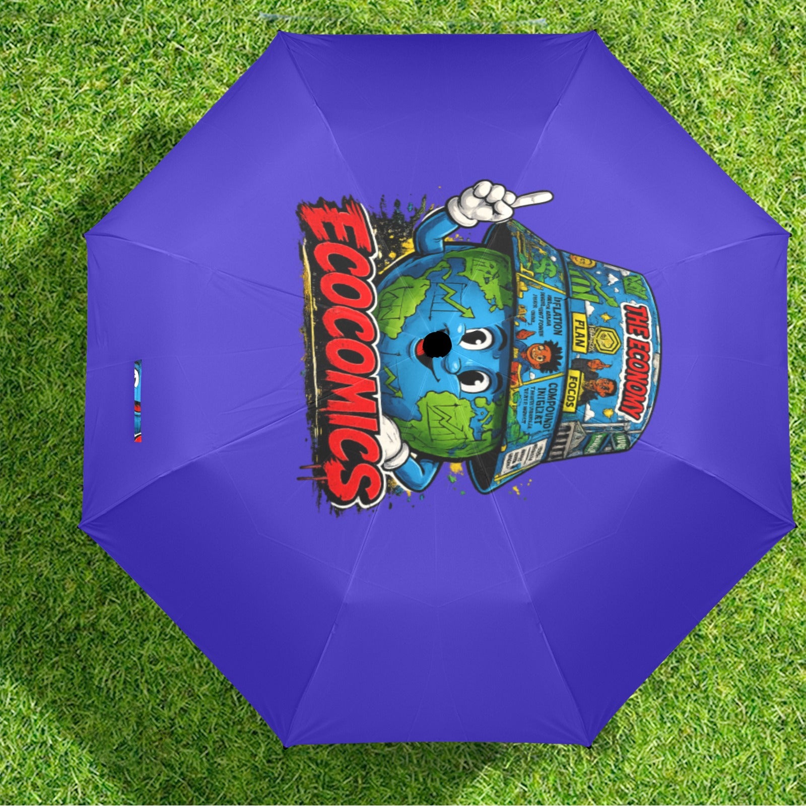 Ecocomics Blue Unbrella Semi-Automatic Foldable Umbrella
